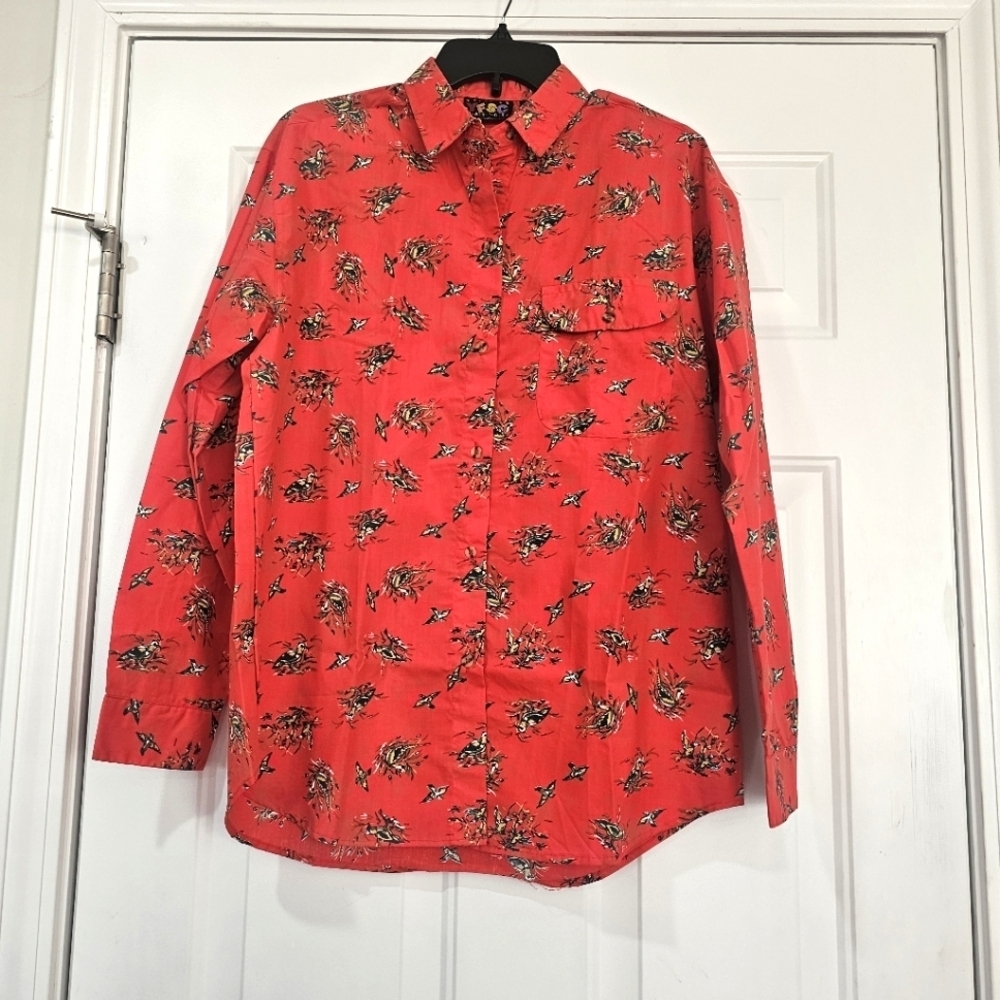 YFSC Vintage Shirt with Birds Shoulder Pads Size Medium